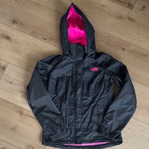 The North Face Women’s Dark Grey and Pink Raincoat